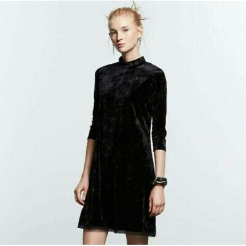 Selling this Vera Wang Dress Black Crushed Velvet 3/4 Sleeve Mock